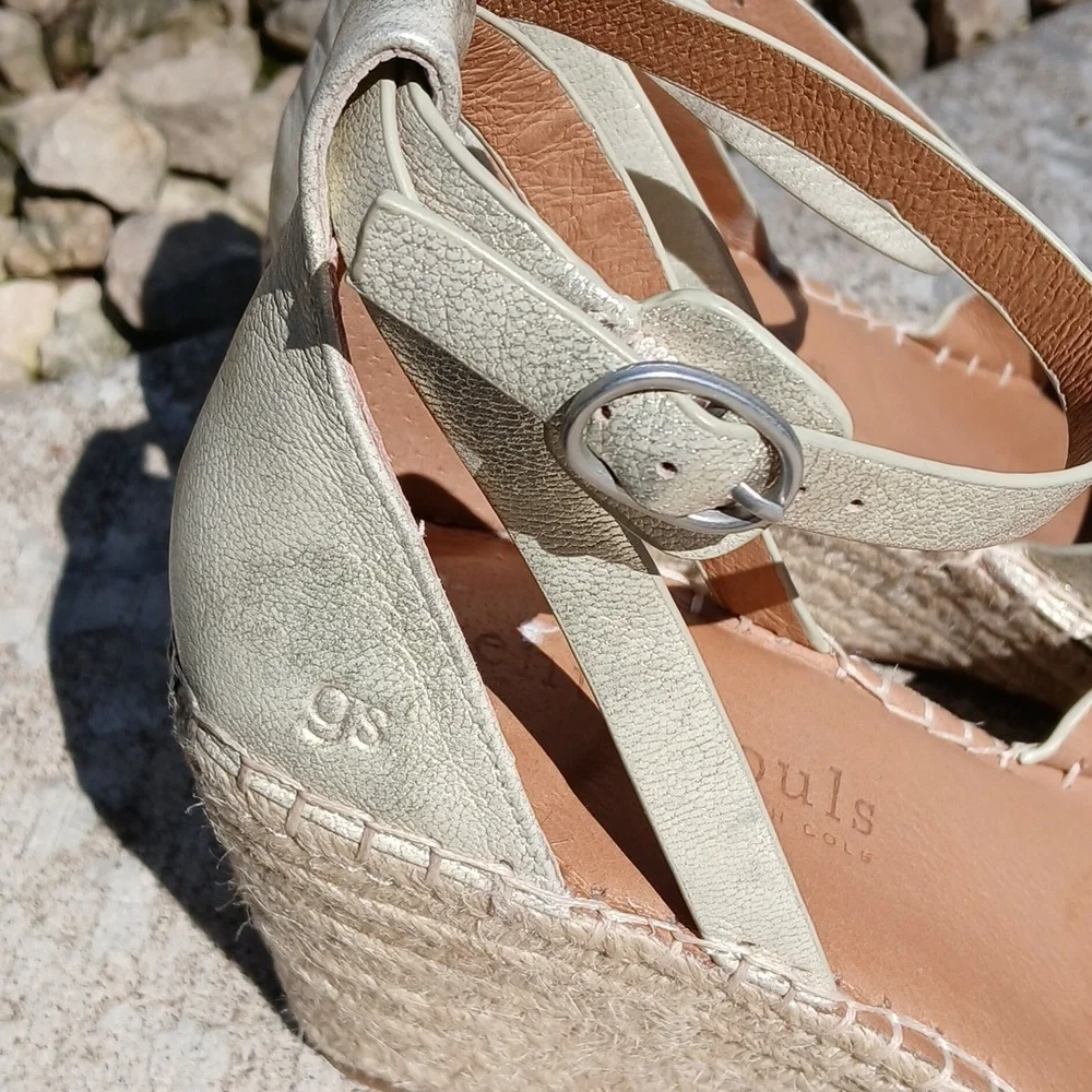 GENTLE SOULS - KENNETH COLE LEATHER Espadrille Wedge Sandal size 9